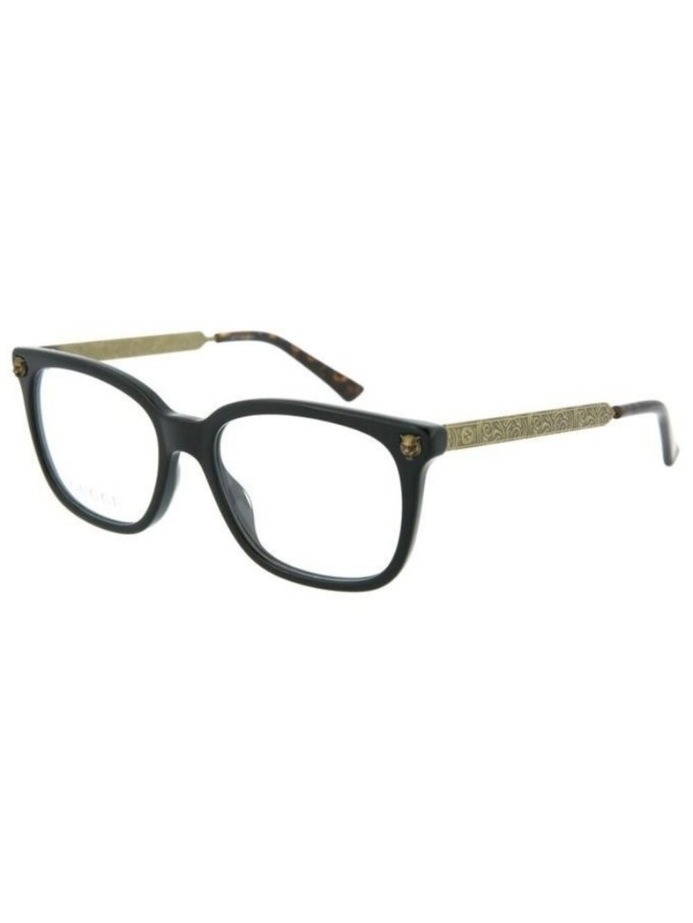 New Gucci Womens Square/Rectangle Black Gold Fashion Designer Sunglasses